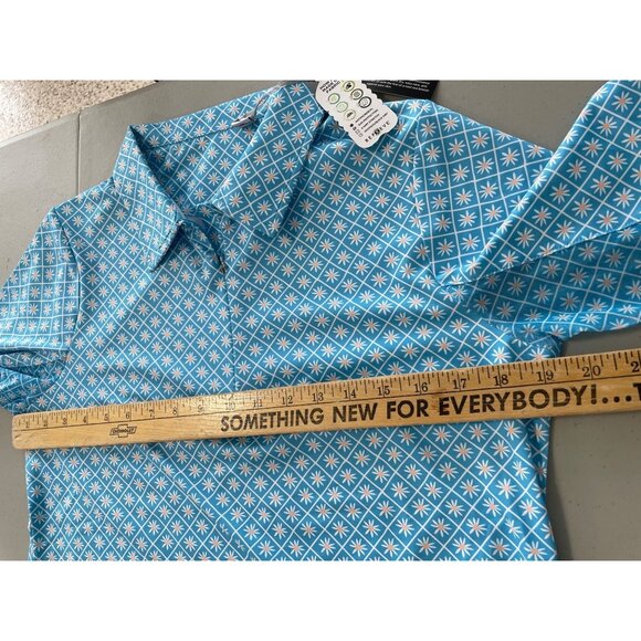 Seabreeze Long Sleeve Golf Polo Shirt Women MED Floral Print Blue Athleisure NEW - Picture 3 of 7